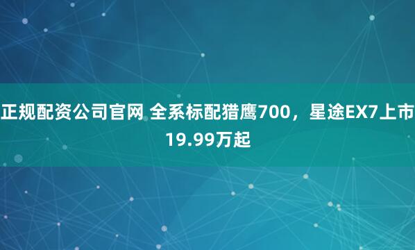 正规配资公司官网 全系标配猎鹰700，星途EX7上市19.99万起